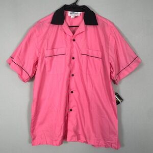 Cruisin USA Pink Ladies Bowling Shirt Mens Medium Pink NWT Grease Y2K Retro